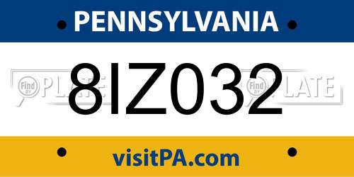 8IZ032 Pennsylvania License Plate