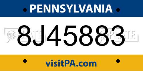 8J45883 Pennsylvania License Plate