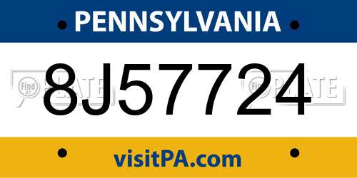8J57724 Pennsylvania License Plate