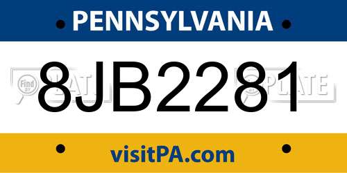 8JB2281 Pennsylvania License Plate