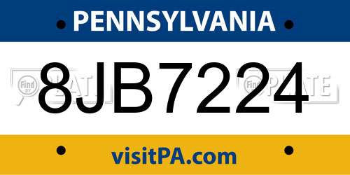 8JB7224 Pennsylvania License Plate