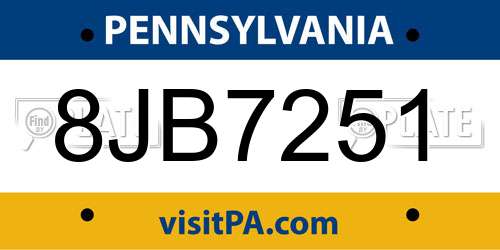 8JB7251 Pennsylvania License Plate