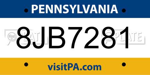 8JB7281 Pennsylvania License Plate