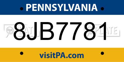 8JB7781 Pennsylvania License Plate