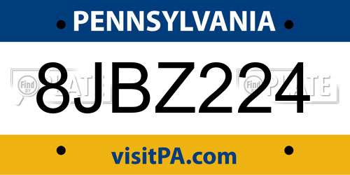 8JBZ224 Pennsylvania License Plate