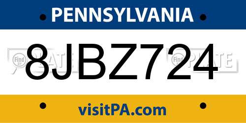 8JBZ724 Pennsylvania License Plate