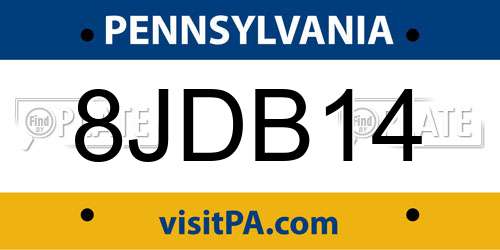 8JDB14 Pennsylvania License Plate