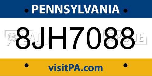 8JH7088 Pennsylvania License Plate