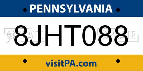 8JHT088 Pennsylvania License Plate