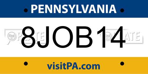 8JOB14 Pennsylvania License Plate