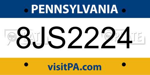8JS2224 Pennsylvania License Plate