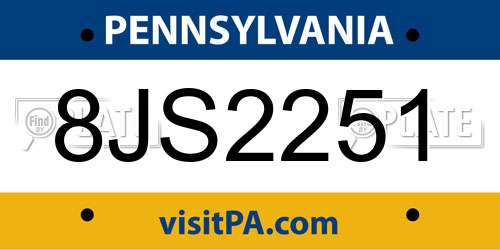 8JS2251 Pennsylvania License Plate