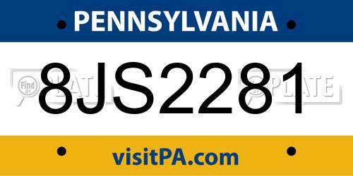8JS2281 Pennsylvania License Plate