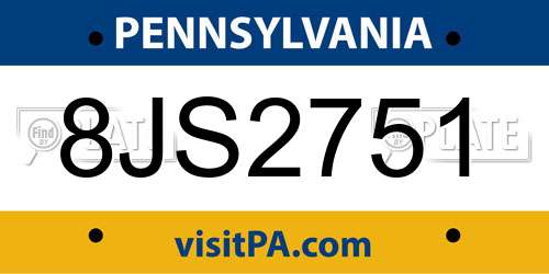 8JS2751 Pennsylvania License Plate