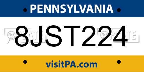 8JST224 Pennsylvania License Plate