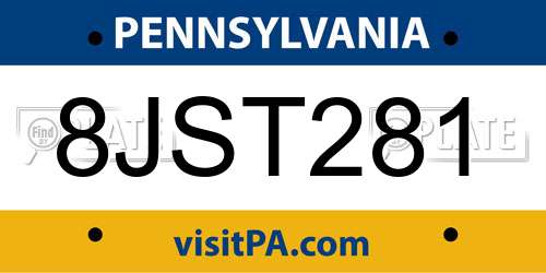 8JST281 Pennsylvania License Plate
