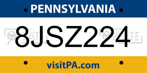 8JSZ224 Pennsylvania License Plate