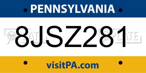 8JSZ281 Pennsylvania License Plate