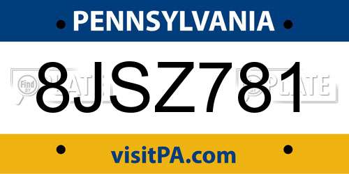 8JSZ781 Pennsylvania License Plate