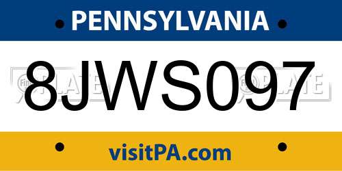 8JWS097 Pennsylvania License Plate