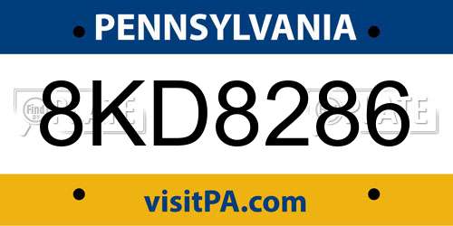 8KD8286 Pennsylvania License Plate