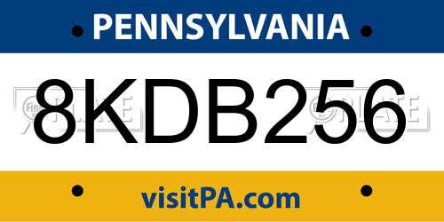 8KDB256 Pennsylvania License Plate