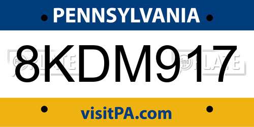 8KDM917 Pennsylvania License Plate