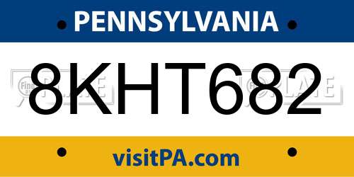 8KHT682 Pennsylvania License Plate