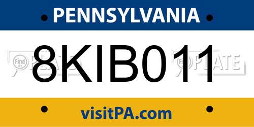 8KIB011 Pennsylvania License Plate