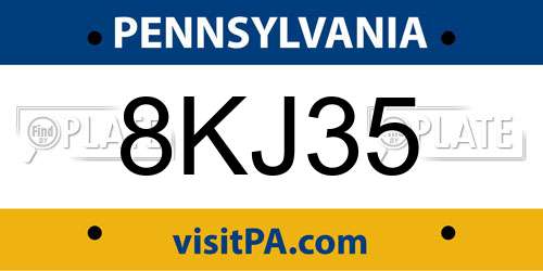 8KJ35 Pennsylvania License Plate