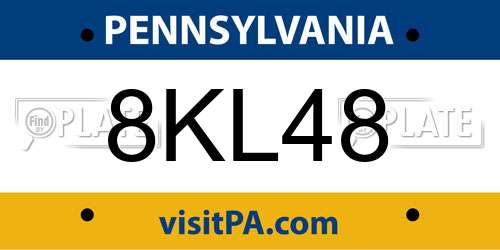 8KL48 Pennsylvania License Plate