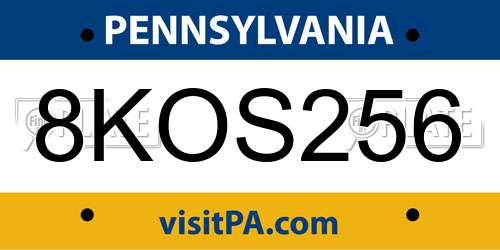 8KOS256 Pennsylvania License Plate