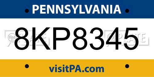 8KP8345 Pennsylvania License Plate