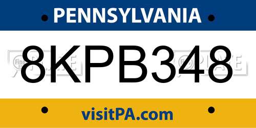 8KPB348 Pennsylvania License Plate