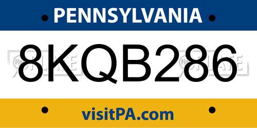 8KQB286 Pennsylvania License Plate