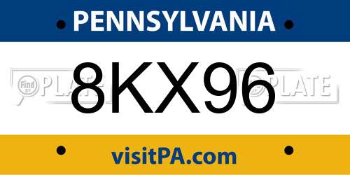8KX96 Pennsylvania License Plate