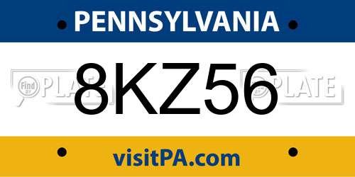 8KZ56 Pennsylvania License Plate
