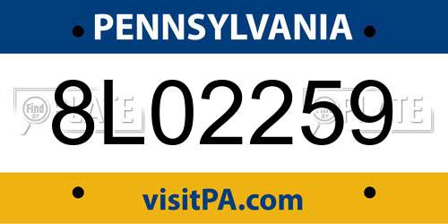 8L02259 Pennsylvania License Plate