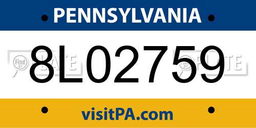 8L02759 Pennsylvania License Plate