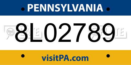 8L02789 Pennsylvania License Plate