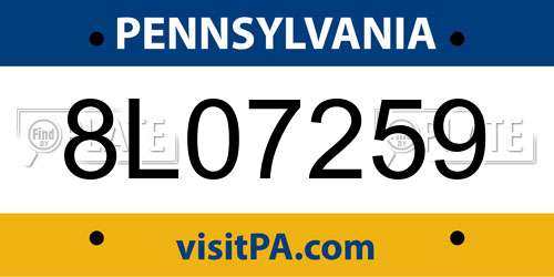 8L07259 Pennsylvania License Plate