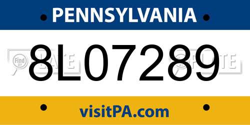 8L07289 Pennsylvania License Plate