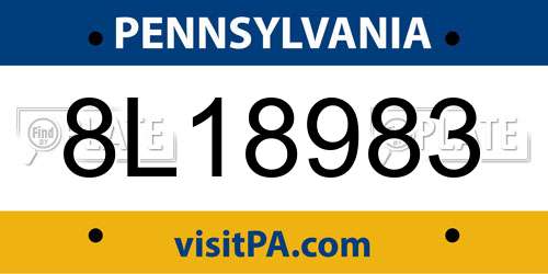 8L18983 Pennsylvania License Plate
