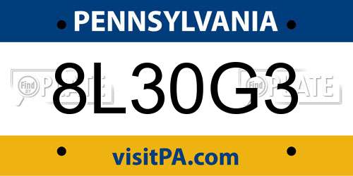8L30G3 Pennsylvania License Plate