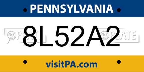 8L52A2 Pennsylvania License Plate