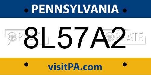 8L57A2 Pennsylvania License Plate
