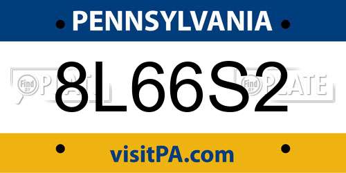 8L66S2 Pennsylvania License Plate