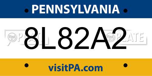 8L82A2 Pennsylvania License Plate