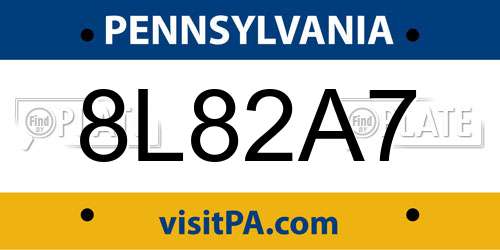 8L82A7 Pennsylvania License Plate