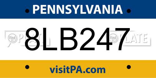 8LB247 Pennsylvania License Plate